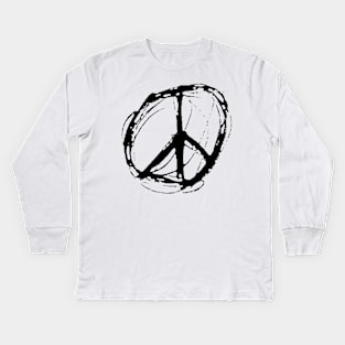 Dark and Gritty Peace Sign Kids Long Sleeve T-Shirt